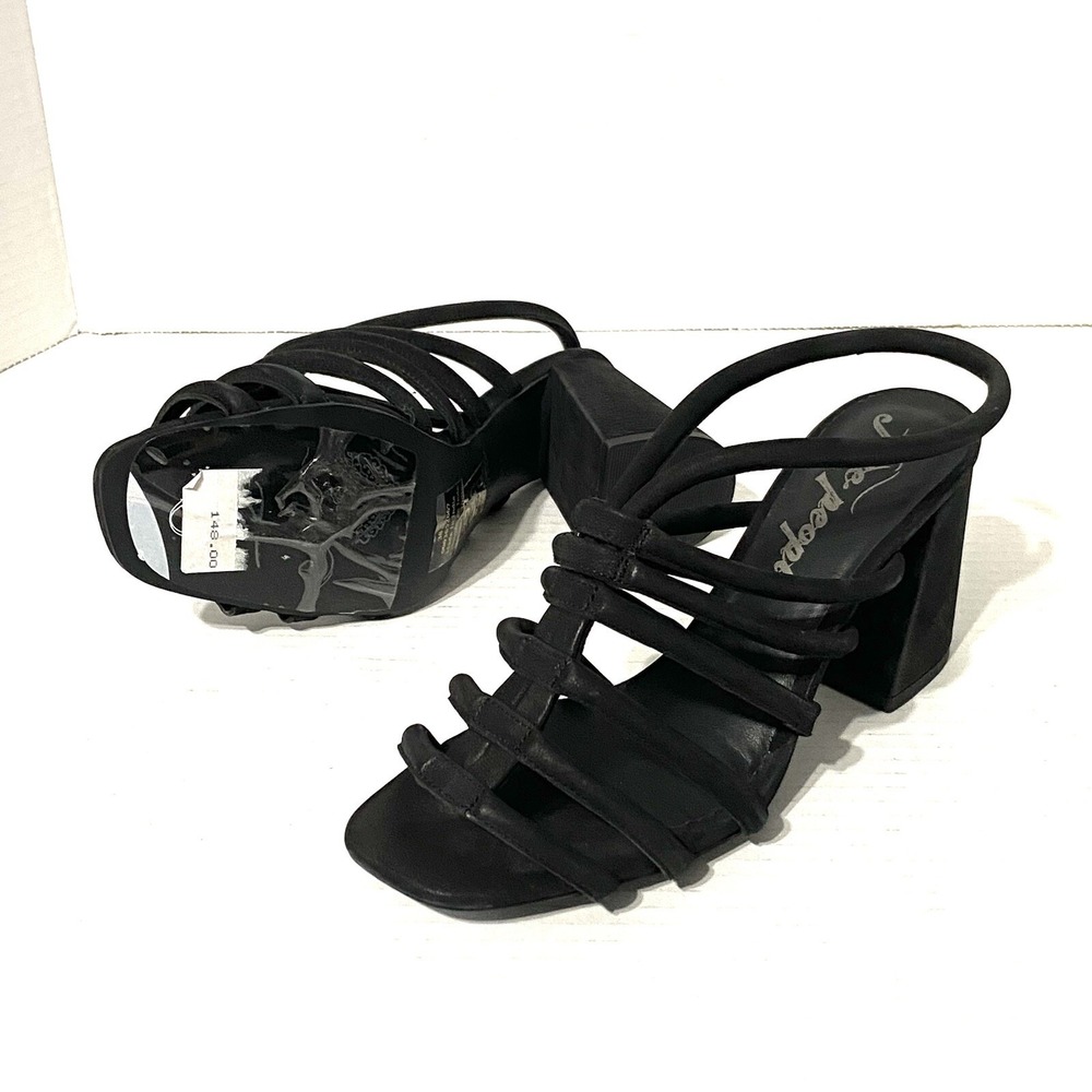 NEW Free People Block Heel New Womens Colette Cinched Black 38.5 US 8.5